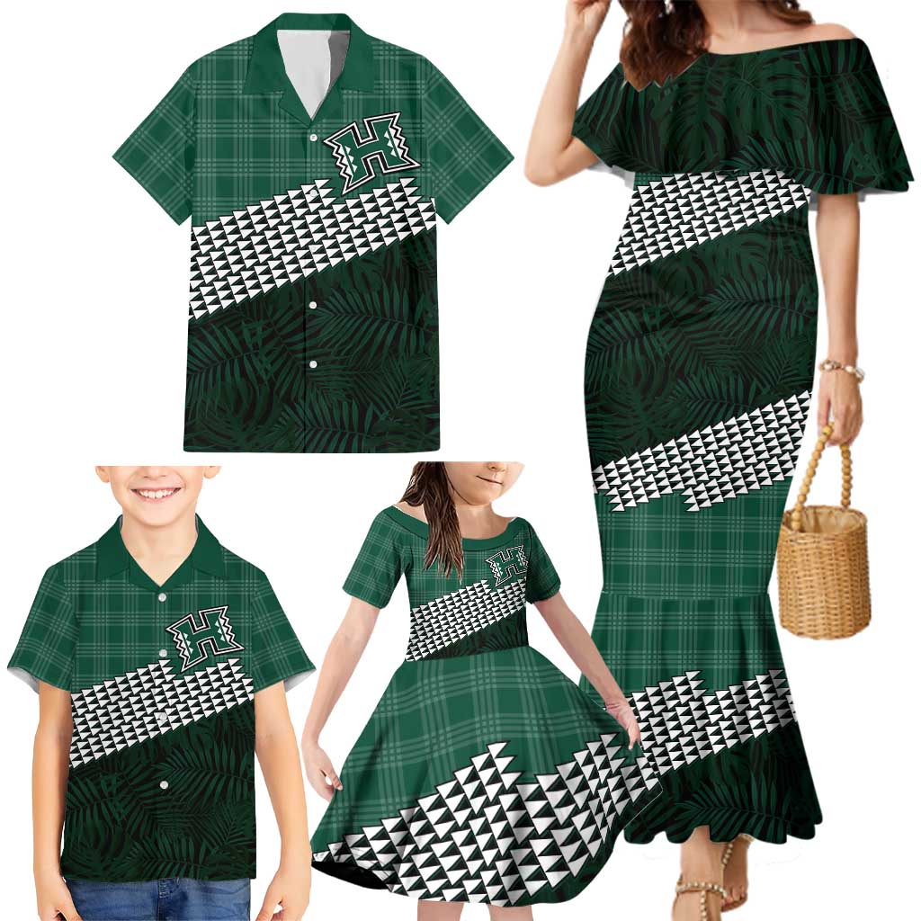 Rainbow Warriors Hawaii Personalized Palaka Family Matching Mermaid Dress and Hawaiian Shirt LT7 - Polynesian Pride