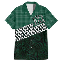 Rainbow Warriors Hawaii Personalized Palaka Family Matching Mermaid Dress and Hawaiian Shirt LT7 Dad's Shirt - Short Sleeve Green - Polynesian Pride