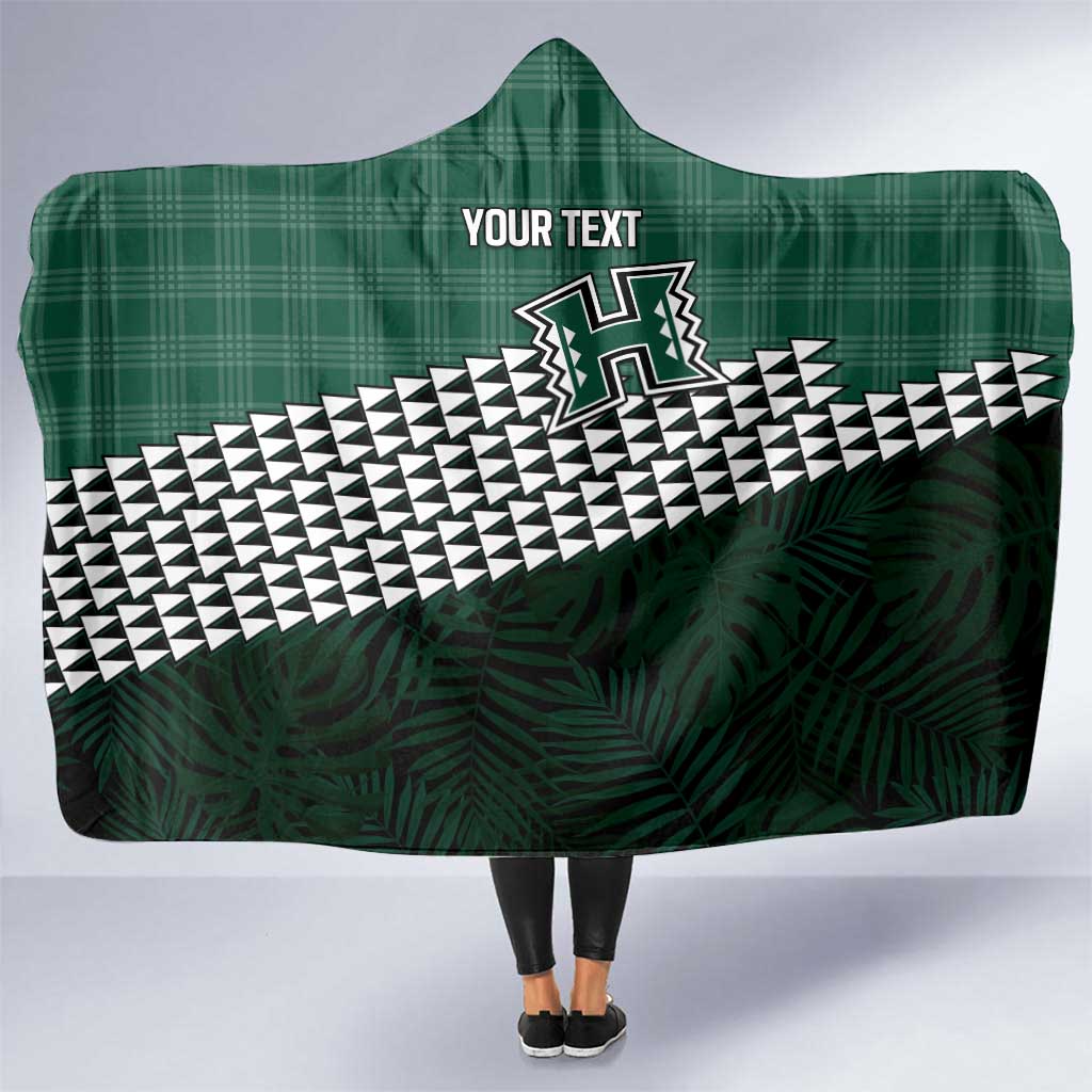 Rainbow Warriors Hawaii Personalized Palaka Hooded Blanket LT7 One Size Green - Polynesian Pride