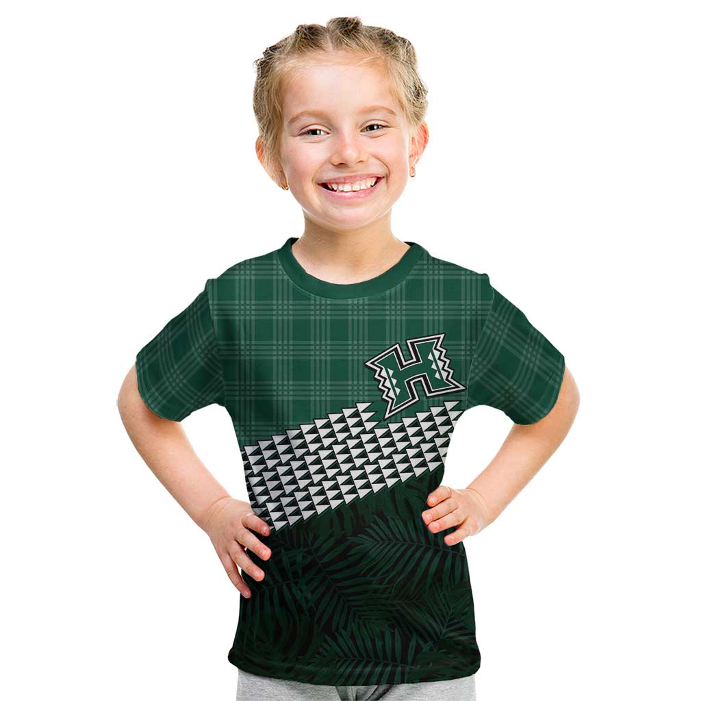 Rainbow Warriors Hawaii Personalized Palaka Kid T Shirt LT7 Green - Polynesian Pride
