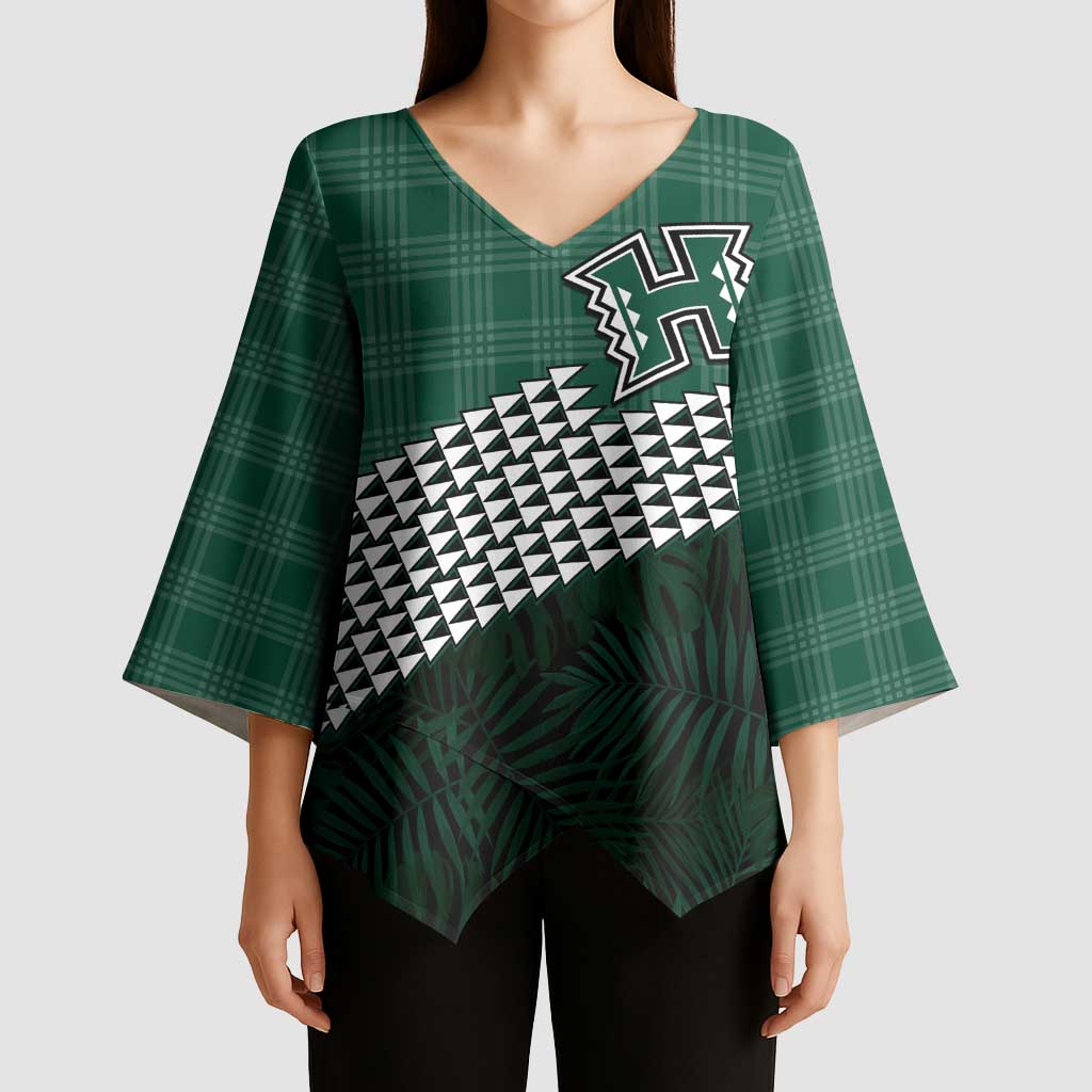 Rainbow Warriors Hawaii Personalized Palaka Kimono Sleeve Blouse LT7 - Polynesian Pride