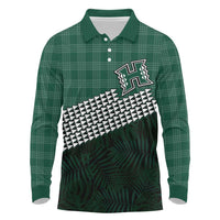 Rainbow Warriors Hawaii Personalized Palaka Long Sleeve Polo Shirt LT7 Green - Polynesian Pride