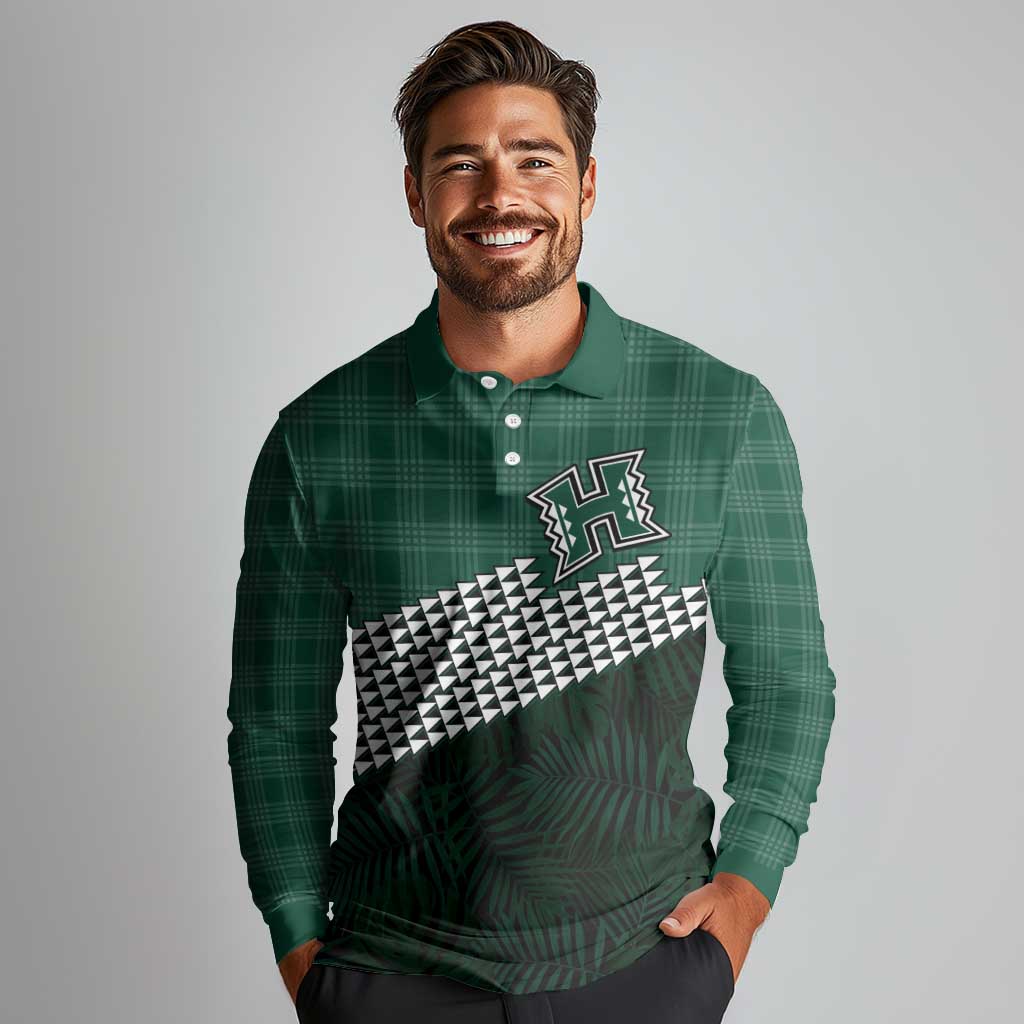 Rainbow Warriors Hawaii Personalized Palaka Long Sleeve Polo Shirt LT7 - Polynesian Pride