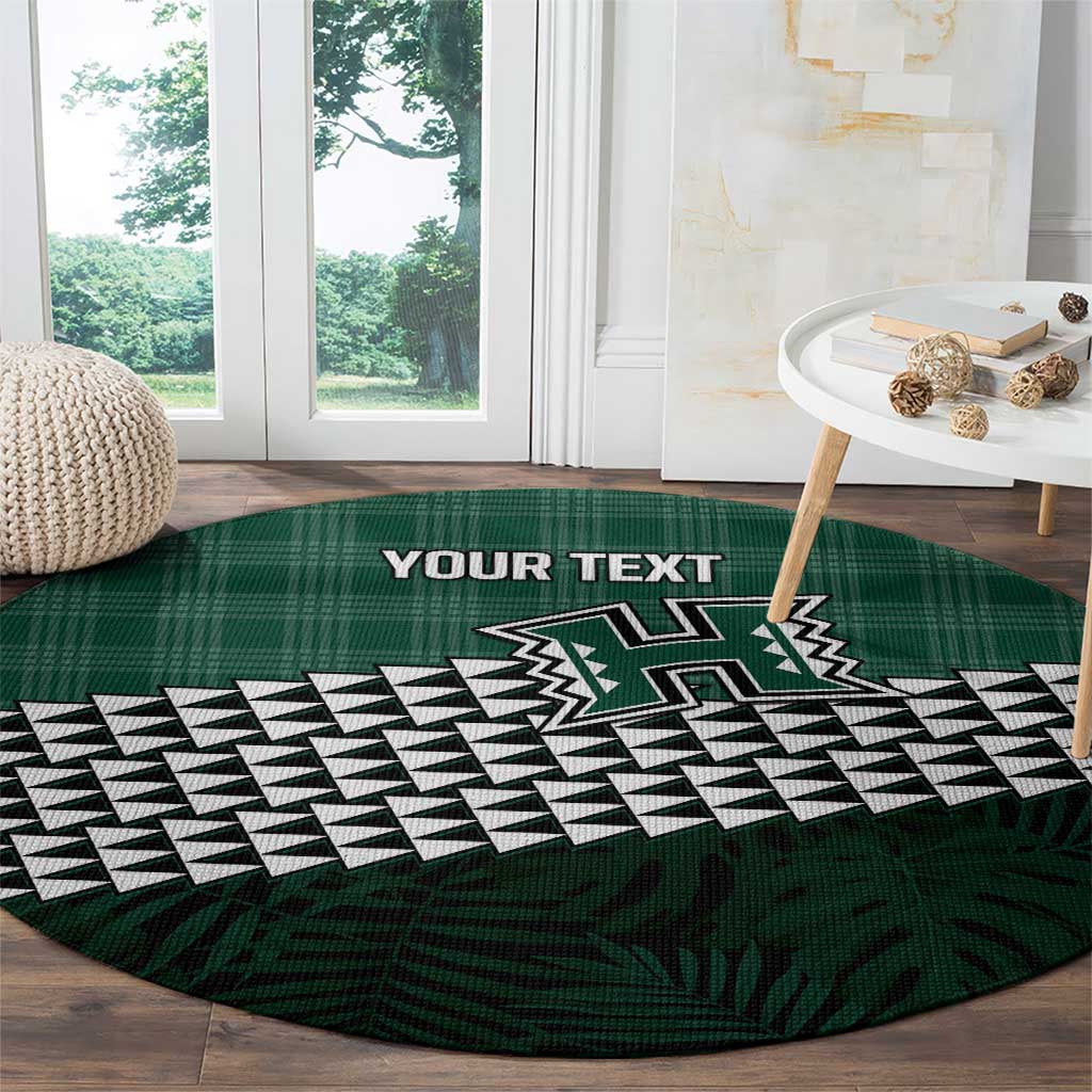 Rainbow Warriors Hawaii Personalized Palaka Round Carpet - Polynesian Pride