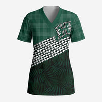 Rainbow Warriors Hawaii Personalized Palaka Scrub Top - Custom Medical Uniform LT7 Adult Green - Polynesian Pride
