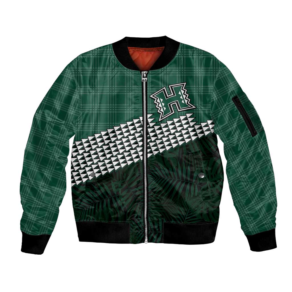 Rainbow Warriors Hawaii Personalized Palaka Sleeve Zip Bomber Jacket - Polynesian Pride