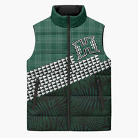 Rainbow Warriors Hawaii Personalized Palaka Sleeveless Puffer Jacket LT7 Unisex Green - Polynesian Pride