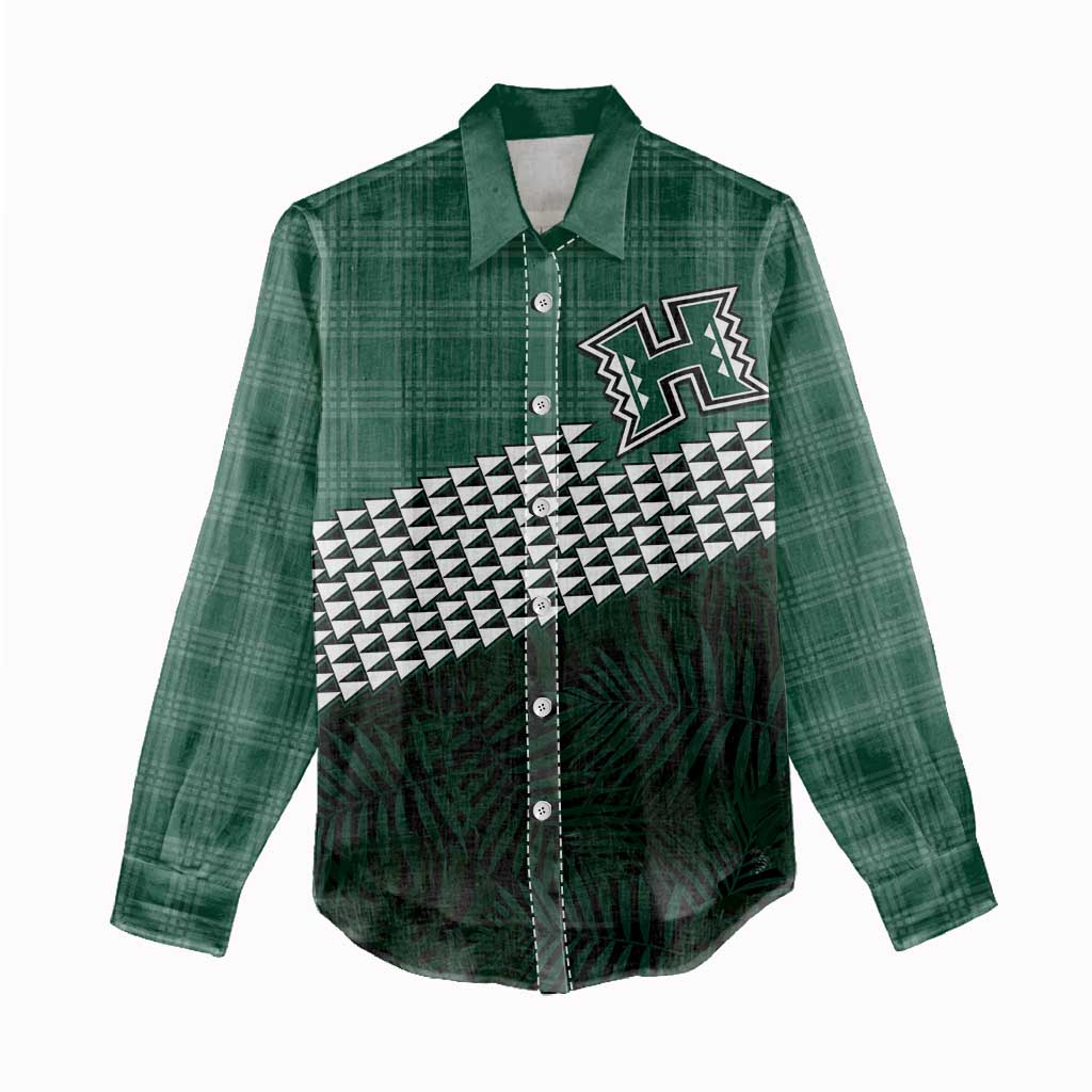 Rainbow Warriors Hawaii Personalized Palaka Women Casual Shirt - Polynesian Pride