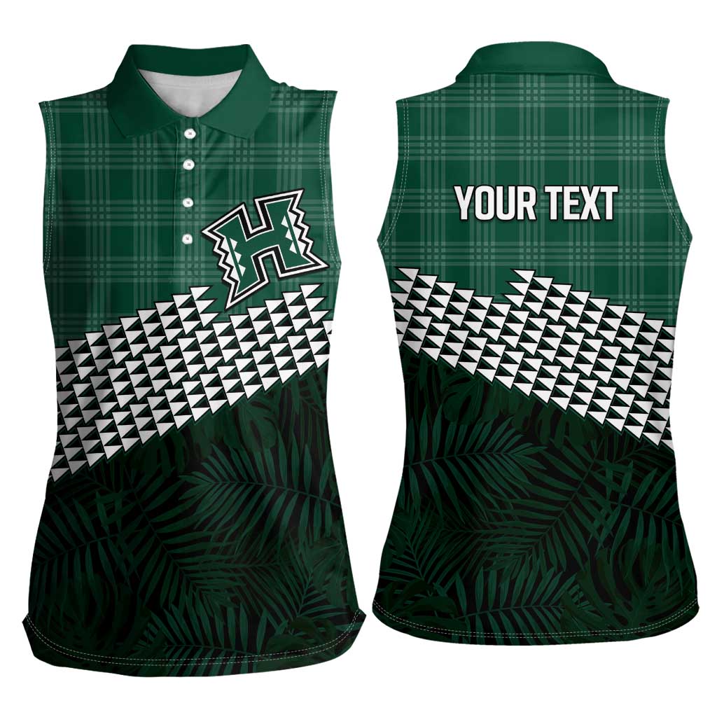 Rainbow Warriors Hawaii Personalized Palaka Women Sleeveless Polo Shirt LT7 - Polynesian Pride