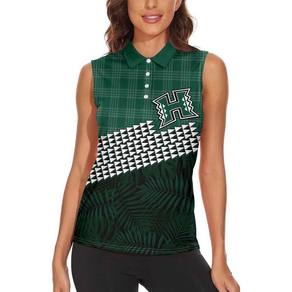 Rainbow Warriors Hawaii Personalized Palaka Women Sleeveless Polo Shirt LT7 - Polynesian Pride
