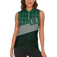 Rainbow Warriors Hawaii Personalized Palaka Women Sleeveless Polo Shirt LT7 - Polynesian Pride