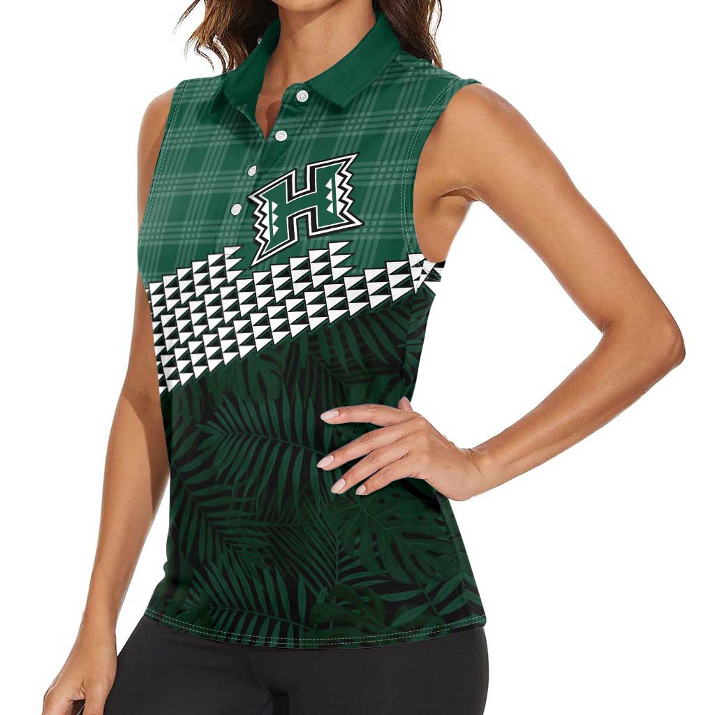 Rainbow Warriors Hawaii Personalized Palaka Women Sleeveless Polo Shirt LT7 - Polynesian Pride