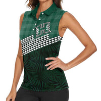Rainbow Warriors Hawaii Personalized Palaka Women Sleeveless Polo Shirt LT7 - Polynesian Pride