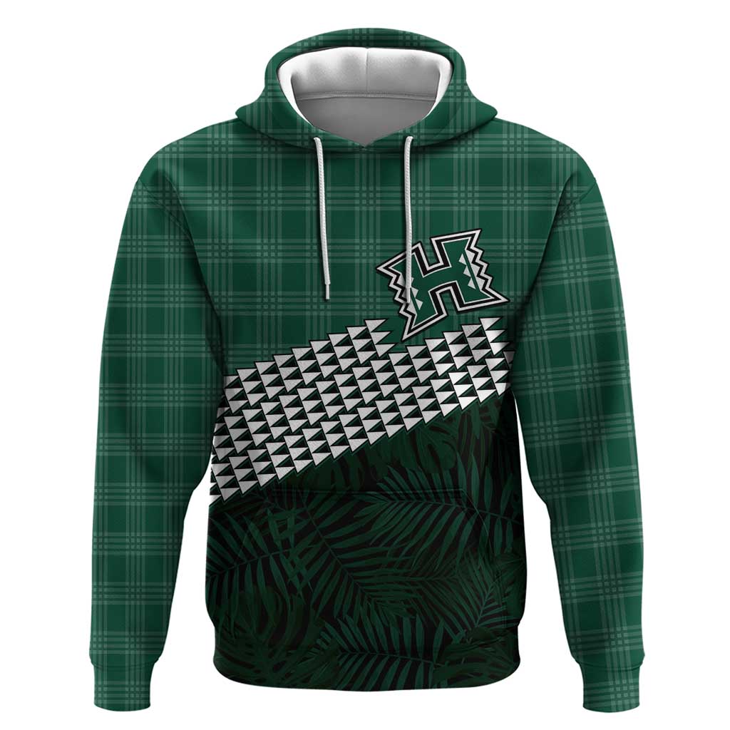 Rainbow Warriors Hawaii Personalized Palaka Zip Hoodie LT7 Pullover Hoodie Green - Polynesian Pride