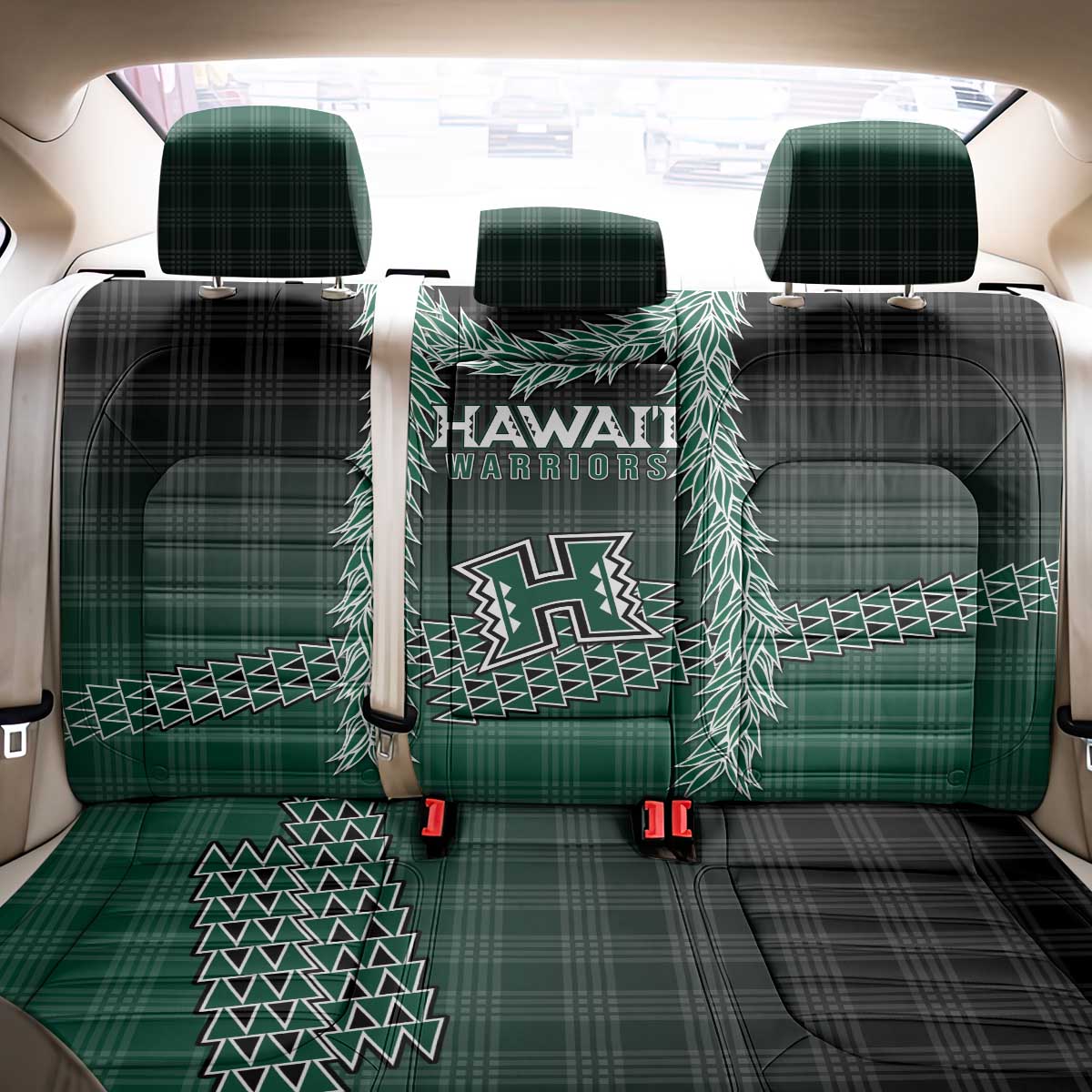 Rainbow Warriors Hawaii Palaka Back Car Seat Cover Maile Lei LT7 - Polynesian Pride