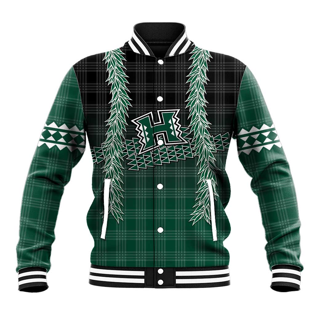 Rainbow Warriors Hawaii Palaka Baseball Jacket Maile Lei LT7 Unisex Dark Green - Polynesian Pride