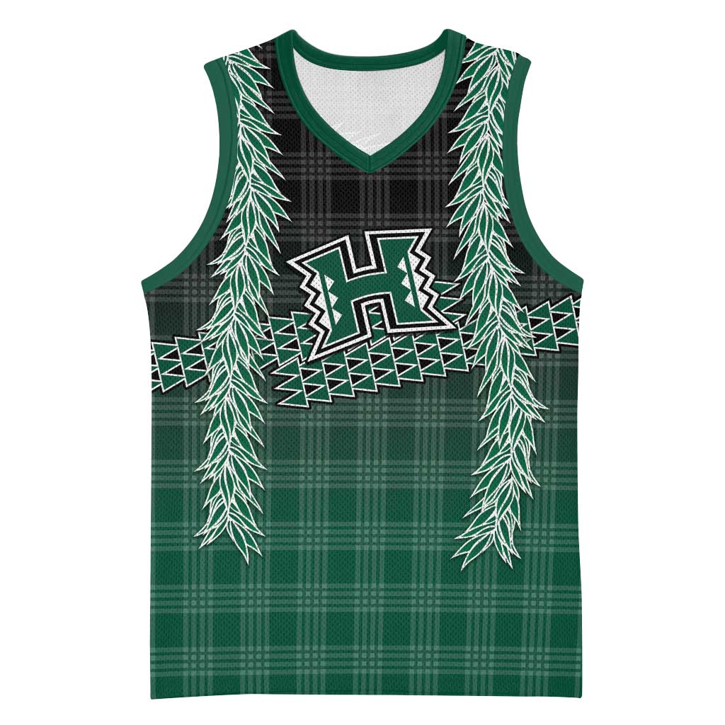 Rainbow Warriors Hawaii Palaka Basketball Jersey Maile Lei LT7 Unisex Dark Green - Polynesian Pride