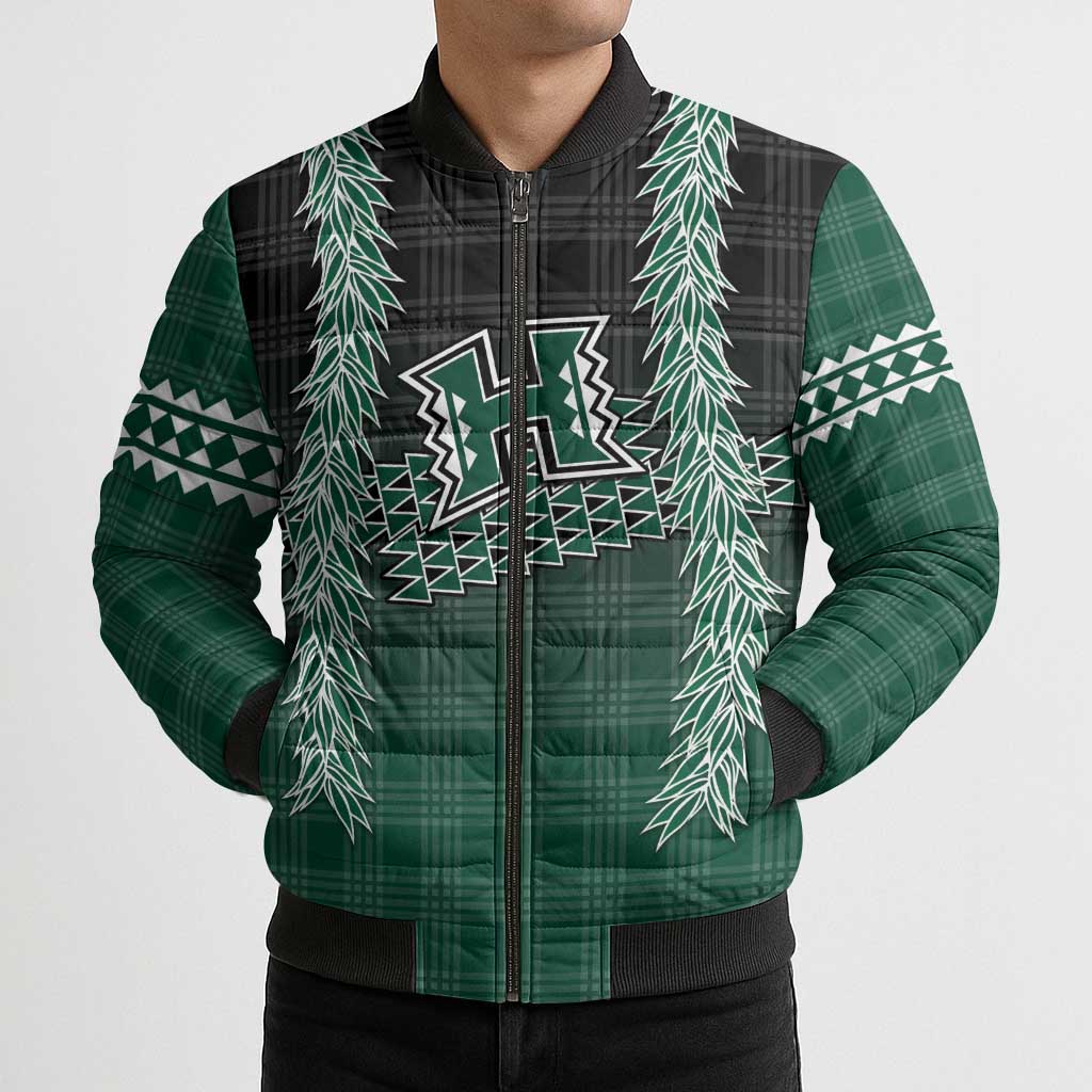 Rainbow Warriors Hawaii Palaka Bomber Puffer Jacket Maile Lei LT7 - Polynesian Pride
