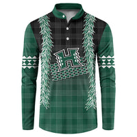 Rainbow Warriors Hawaii Palaka Button Sweatshirt Maile Lei LT7 Dark Green - Polynesian Pride