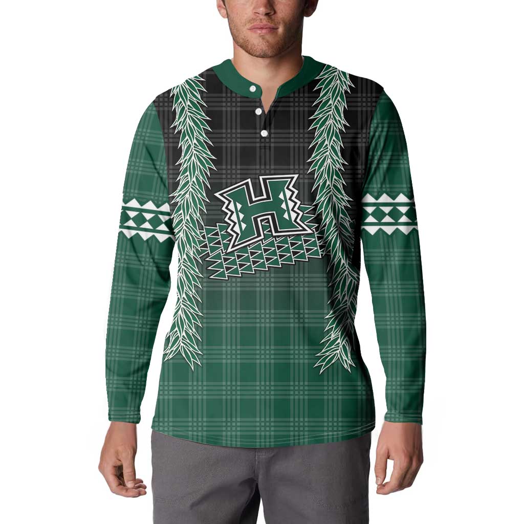 Rainbow Warriors Hawaii Palaka Button Sweatshirt Maile Lei LT7 - Polynesian Pride