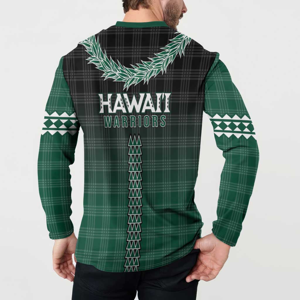 Rainbow Warriors Hawaii Palaka Button Sweatshirt Maile Lei LT7 - Polynesian Pride