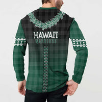 Rainbow Warriors Hawaii Palaka Button Sweatshirt Maile Lei LT7 - Polynesian Pride