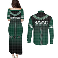 Rainbow Warriors Hawaii Palaka Couples Matching Puletasi and Long Sleeve Button Shirt Maile Lei LT7 - Polynesian Pride