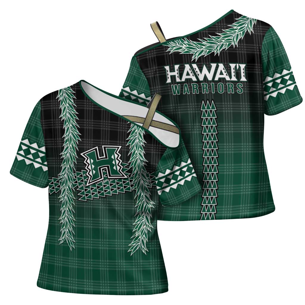 Rainbow Warriors Hawaii Palaka Cross Shoulder Shirt Maile Lei LT7 - Polynesian Pride