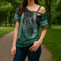 Rainbow Warriors Hawaii Palaka Cross Shoulder Shirt Maile Lei LT7 - Polynesian Pride