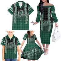 Rainbow Warriors Hawaii Palaka Family Matching Off The Shoulder Long Sleeve Dress and Hawaiian Shirt Maile Lei - Polynesian Pride