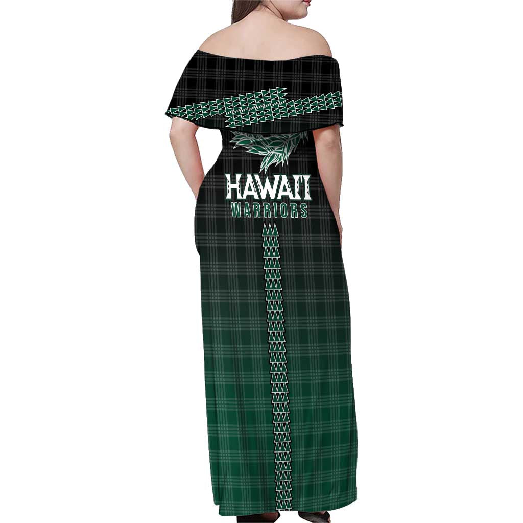 Rainbow Warriors Hawaii Palaka Family Matching Off Shoulder Maxi Dress and Hawaiian Shirt Maile Lei - Polynesian Pride