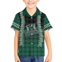 Rainbow Warriors Hawaii Palaka Family Matching Off Shoulder Maxi Dress and Hawaiian Shirt Maile Lei - Polynesian Pride