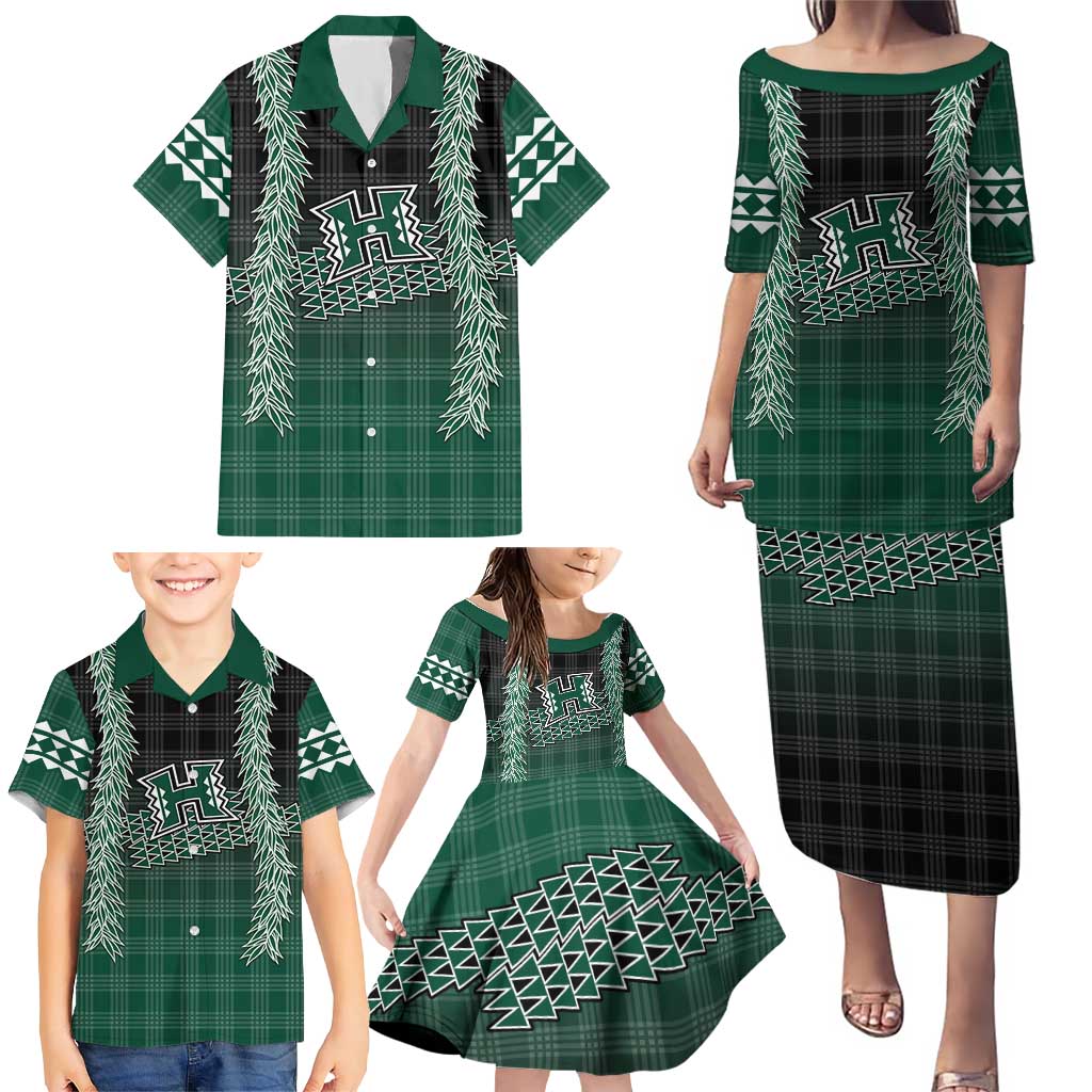 Rainbow Warriors Hawaii Palaka Family Matching Puletasi and Hawaiian Shirt Maile Lei LT7 - Polynesian Pride