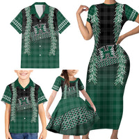 Rainbow Warriors Hawaii Palaka Family Matching Short Sleeve Bodycon Dress and Hawaiian Shirt Maile Lei - Polynesian Pride