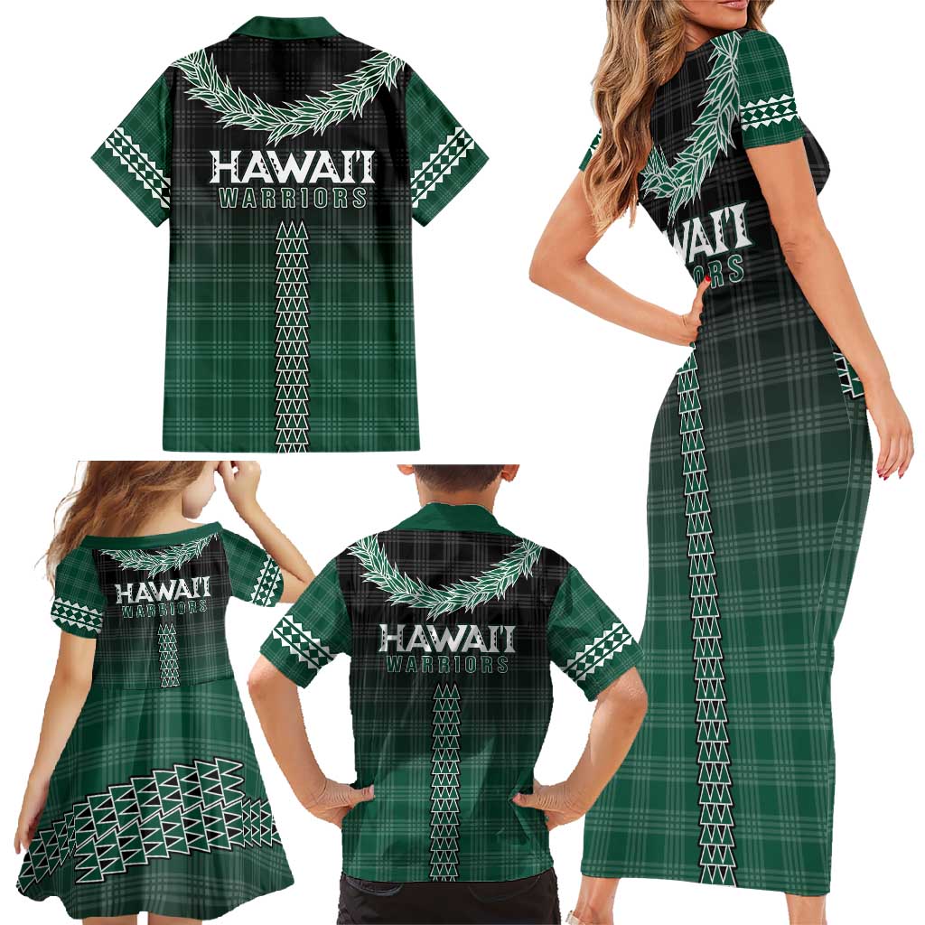 Rainbow Warriors Hawaii Palaka Family Matching Short Sleeve Bodycon Dress and Hawaiian Shirt Maile Lei - Polynesian Pride