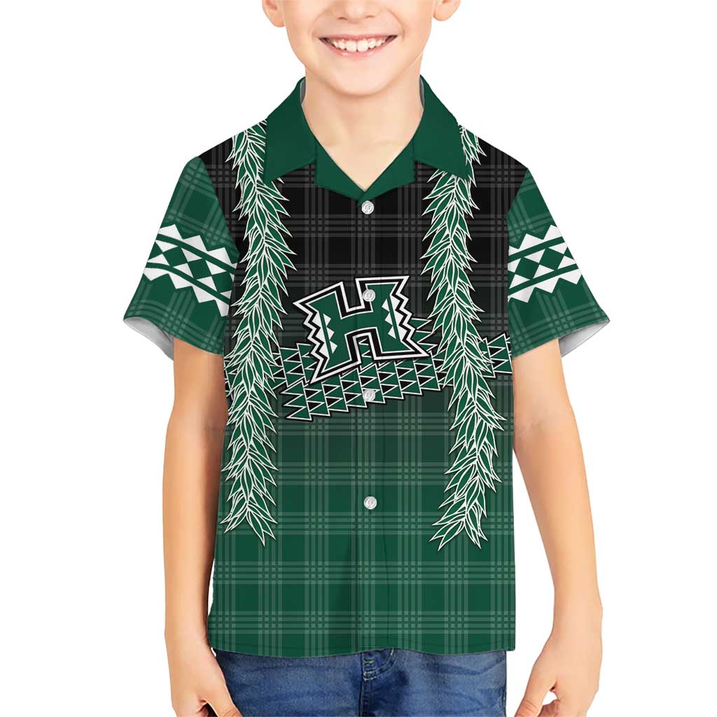 Rainbow Warriors Hawaii Palaka Kid Hawaiian Shirt Maile Lei LT7 Kid Dark Green - Polynesian Pride