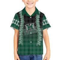 Rainbow Warriors Hawaii Palaka Kid Hawaiian Shirt Maile Lei LT7 Kid Dark Green - Polynesian Pride