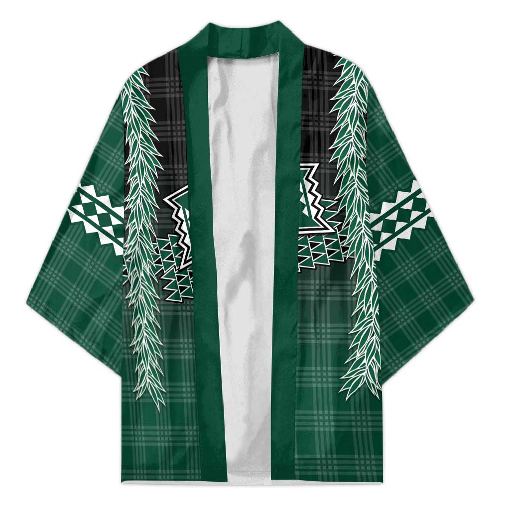 Rainbow Warriors Hawaii Palaka Kimono Maile Lei LT7 Unisex Dark Green - Polynesian Pride