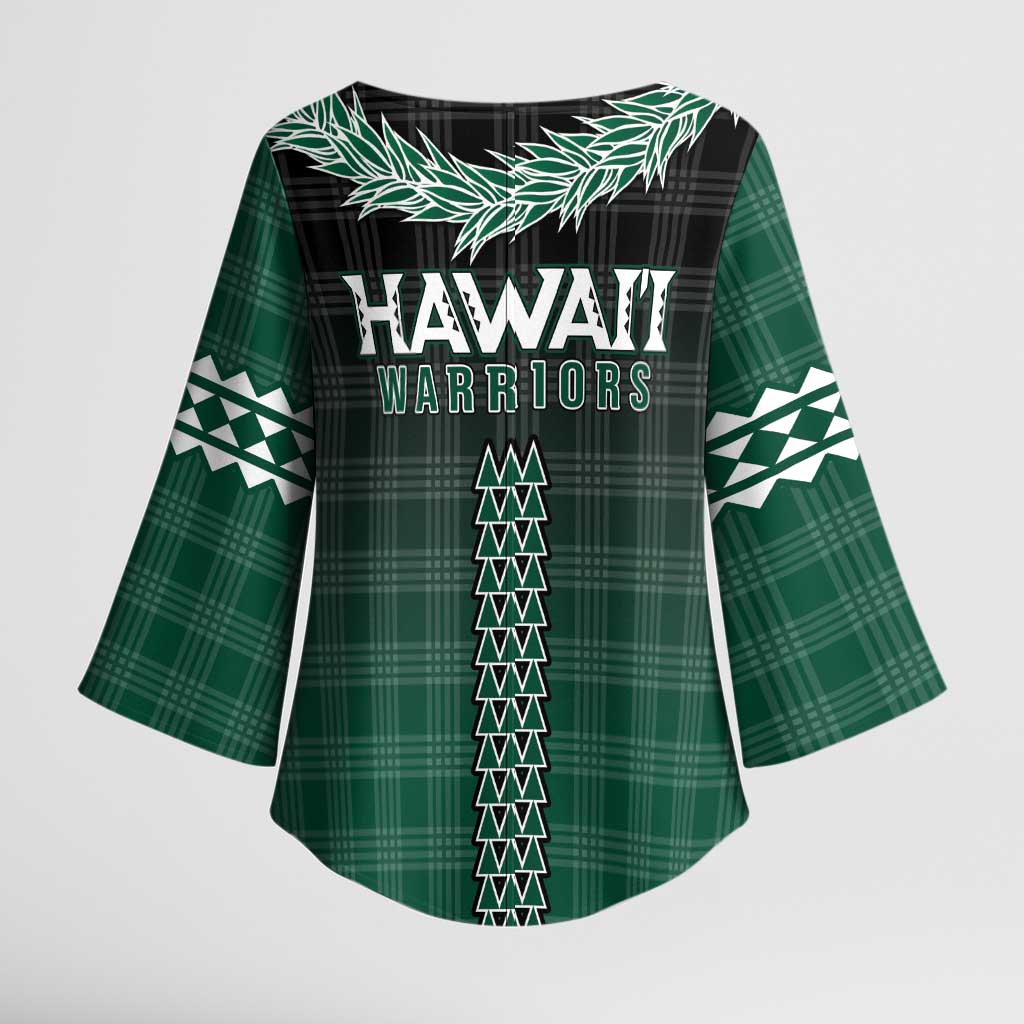 Rainbow Warriors Hawaii Palaka Kimono Sleeve Blouse Maile Lei LT7 - Polynesian Pride