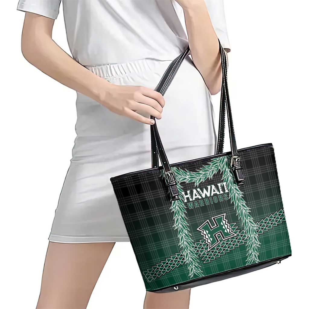 Rainbow Warriors Hawaii Palaka Leather Tote Bag Maile Lei - Polynesian Pride