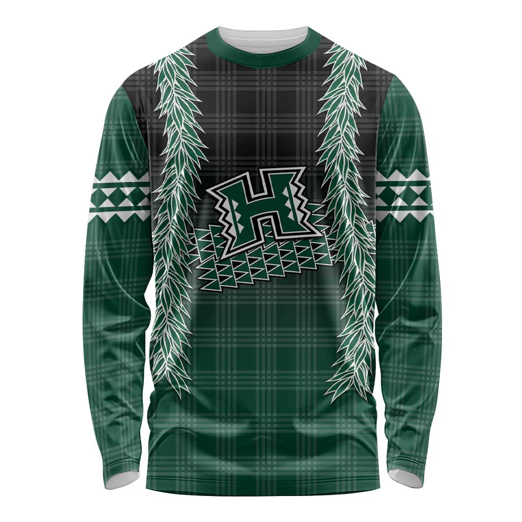 Rainbow Warriors Hawaii Palaka Long Sleeve Shirt Maile Lei LT7 Unisex Dark Green - Polynesian Pride
