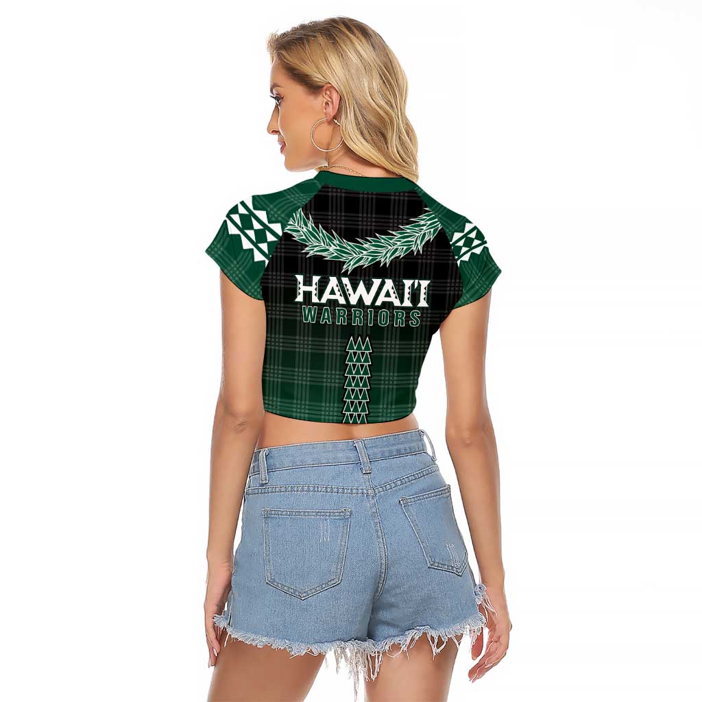 Rainbow Warriors Hawaii Palaka Raglan Cropped T Shirt Maile Lei LT7 - Polynesian Pride