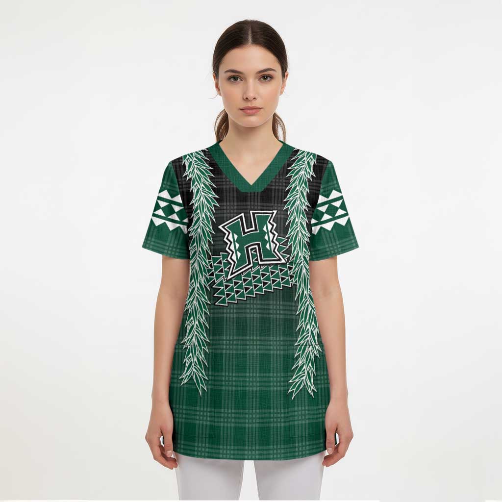 Rainbow Warriors Hawaii Palaka Scrub Top Maile Lei LT7 - Polynesian Pride