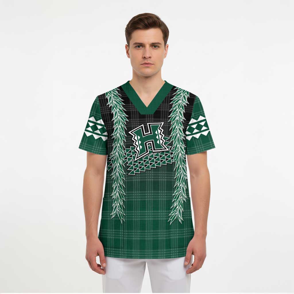 Rainbow Warriors Hawaii Palaka Scrub Top Maile Lei LT7 - Polynesian Pride