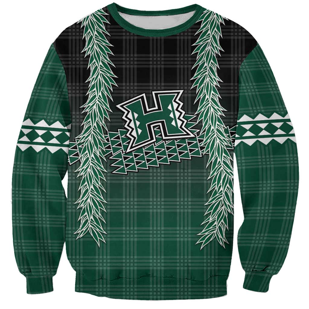 Rainbow Warriors Hawaii Palaka Sweatshirt Maile Lei LT7 Unisex Dark Green - Polynesian Pride