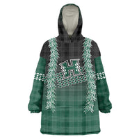 Rainbow Warriors Hawaii Palaka Wearable Blanket Hoodie Maile Lei LT7 One Size Dark Green - Polynesian Pride