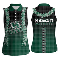 Rainbow Warriors Hawaii Palaka Women Sleeveless Polo Shirt Maile Lei LT7 - Polynesian Pride