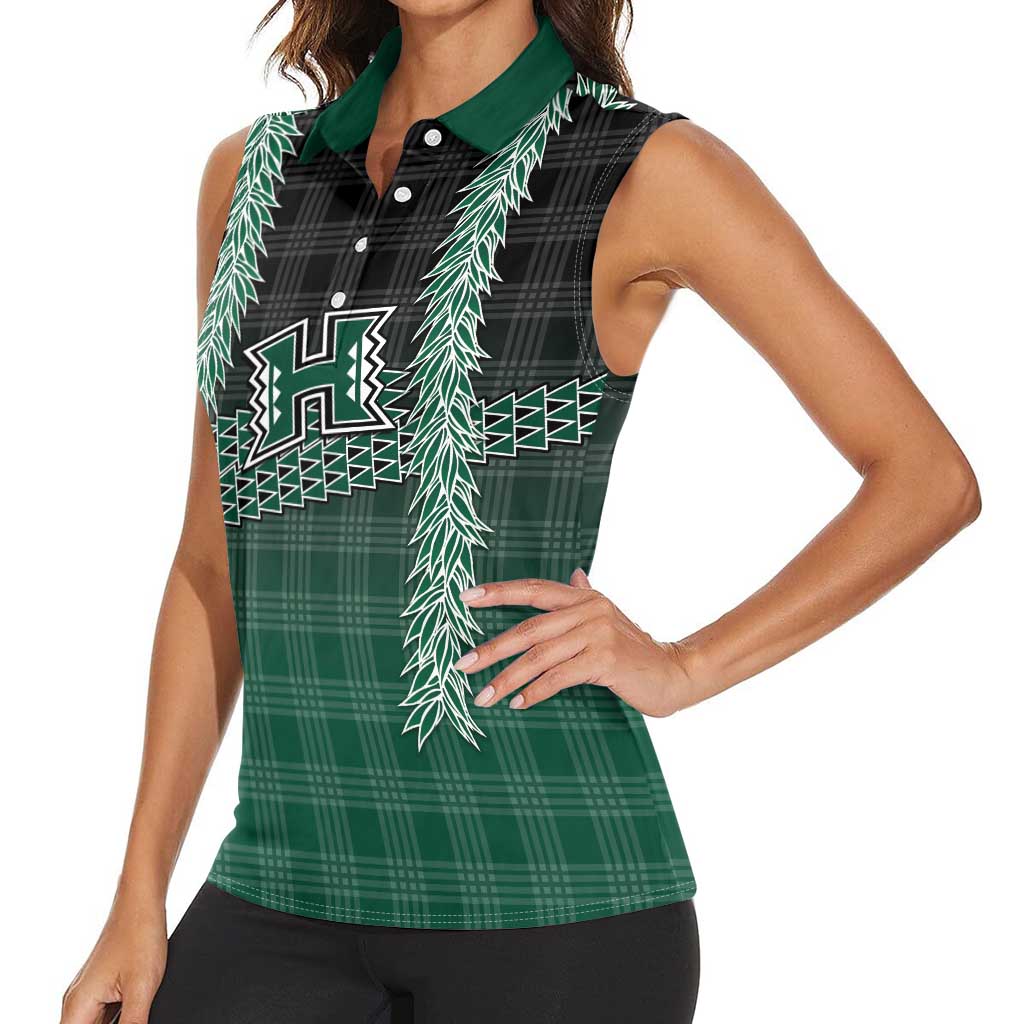 Rainbow Warriors Hawaii Palaka Women Sleeveless Polo Shirt Maile Lei LT7 - Polynesian Pride