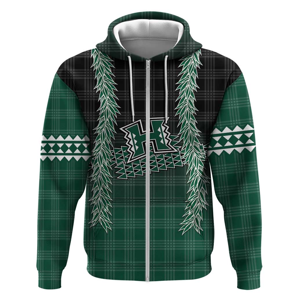 Rainbow Warriors Hawaii Palaka Zip Hoodie Maile Lei LT7 Zip Hoodie Dark Green - Polynesian Pride