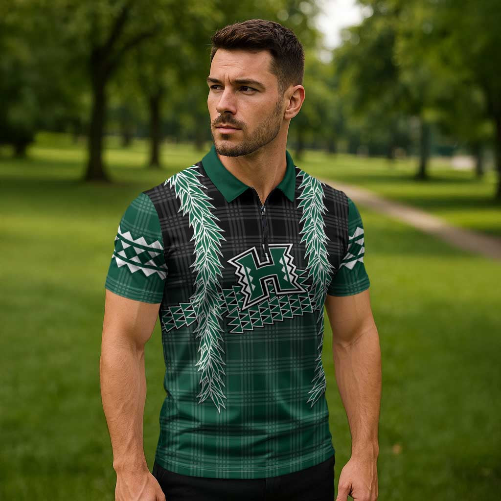 Rainbow Warriors Hawaii Palaka Zipper Polo Shirt Maile Lei - Polynesian Pride